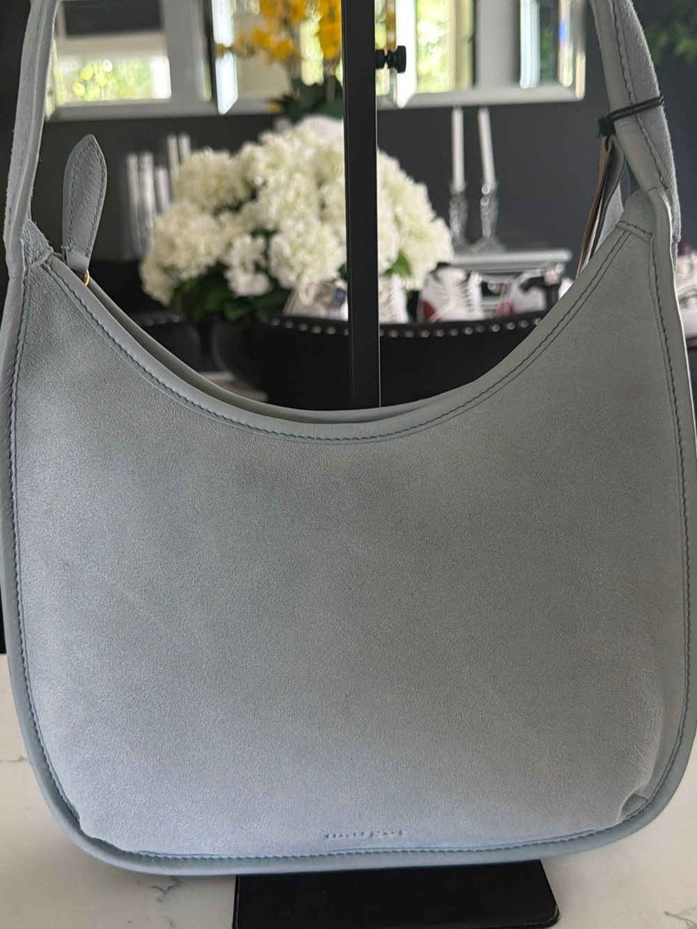 margot Powder Blue Suede Shoulder Bag